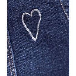 Pine Kids Ankle Length Denim  Washed Jeans with Heart Embroidery - Blue