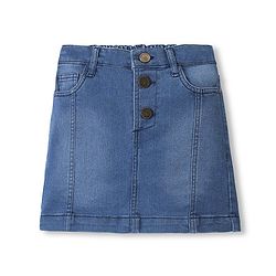 Pine Kids Denim Woven Above Knee Length Washed Skirt - Mid Blue