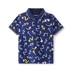 Pine Kids Half Sleeves Printed Polo T-Shirt - Blue