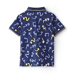 Pine Kids Half Sleeves Printed Polo T-Shirt - Blue