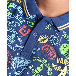 Pine Kids Cotton Knit Half Sleeves Polo T-Shirt Text Print - Set Sail