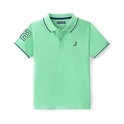 Pine Kids Cotton Knit Half Sleeves Polo T-Shirt Boat & No. 32 Embroidery - Spring Bud