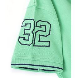 Pine Kids Cotton Knit Half Sleeves Polo T-Shirt Boat & No. 32 Embroidery - Spring Bud