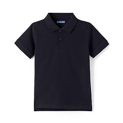 Pine Kids Cotton Blend Knit Half Sleeves Solid Color Polo T-Shirt - Jet Black