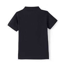 Pine Kids Cotton Blend Knit Half Sleeves Solid Color Polo T-Shirt - Jet Black