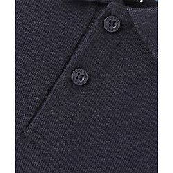 Pine Kids Cotton Blend Knit Half Sleeves Solid Color Polo T-Shirt - Jet Black