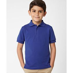 Pine Kids Knit Half Sleeves T-Shirt Solid Colour- Blue