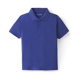 Pine Kids Knit Half Sleeves T-Shirt Solid Colour- Blue