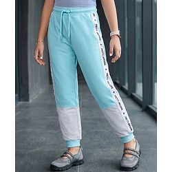Pine Kids 100% Cotton Terry Knit Full Length Lounge Pant Text Print - Tanager Turquoise