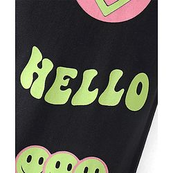 Pine Kids Cotton Terry Full Length Lounge Pant Good Vibes Printed - Jet Black