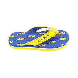 Pine Kids Slip On Flip Flops With Thunder Print - Yellow & Navy Blue