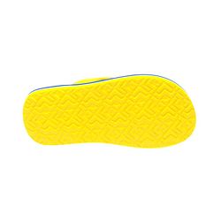 Pine Kids Slip On Flip Flops With Thunder Print - Yellow & Navy Blue