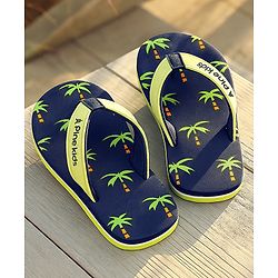 Pine Kids Slip On Flip Flops Palm Tree Print - Dark Blue