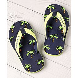 Pine Kids Slip On Flip Flops Palm Tree Print - Dark Blue