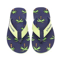 Pine Kids Slip On Flip Flops Palm Tree Print - Dark Blue