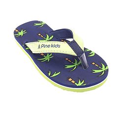 Pine Kids Slip On Flip Flops Palm Tree Print - Dark Blue