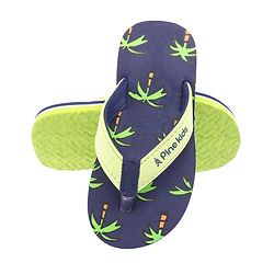 Pine Kids Slip On Flip Flops Palm Tree Print - Dark Blue