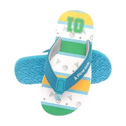 Pine Kids Slip On Flip Flops Basketball Print - Green White & Blue