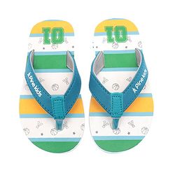 Pine Kids Slip On Flip Flops Basketball Print - Green White & Blue