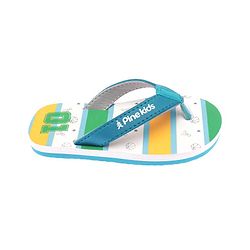 Pine Kids Slip On Flip Flops Basketball Print - Green White & Blue