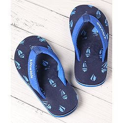 Pine Kids Slip On Flip Flops Boat Print - Sky Blue