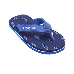 Pine Kids Slip On Flip Flops Boat Print - Sky Blue