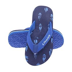 Pine Kids Slip On Flip Flops Boat Print - Sky Blue
