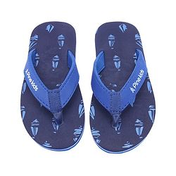 Pine Kids Slip On Flip Flops Boat Print - Sky Blue