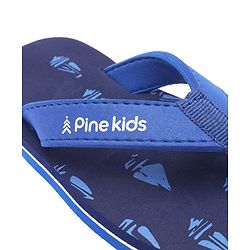 Pine Kids Slip On Flip Flops Boat Print - Sky Blue