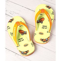 Pine Kids Slip On Flip Flops  with Text Print - Mint & Orange