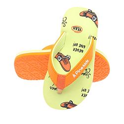 Pine Kids Slip On Flip Flops  with Text Print - Mint & Orange
