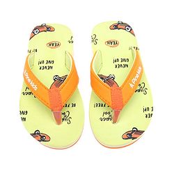 Pine Kids Slip On Flip Flops  with Text Print - Mint & Orange