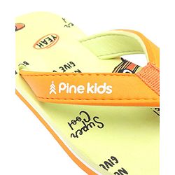 Pine Kids Slip On Flip Flops  with Text Print - Mint & Orange