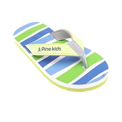 Pine Kids Slip On  Flip Flops Striped -  Sky Blue & Green