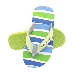 Pine Kids Slip On  Flip Flops Striped -  Sky Blue & Green
