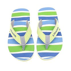 Pine Kids Slip On  Flip Flops Striped -  Sky Blue & Green