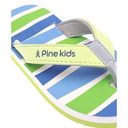 Pine Kids Slip On  Flip Flops Striped -  Sky Blue & Green