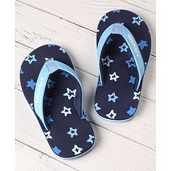 Pine Kids Slip Ons Flip Flops with Star Design- Navy Blue