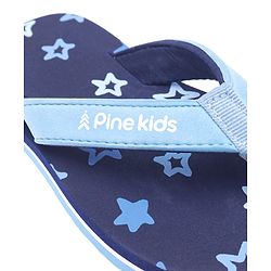 Pine Kids Slip Ons Flip Flops with Star Design- Navy Blue