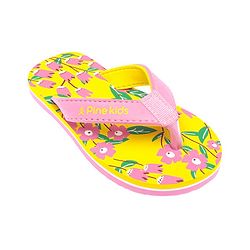 Pine Kids Slip Ons Flip Flops with Floral Design- Yellow