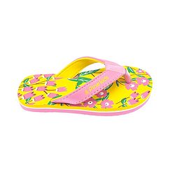 Pine Kids Slip Ons Flip Flops with Floral Design- Yellow