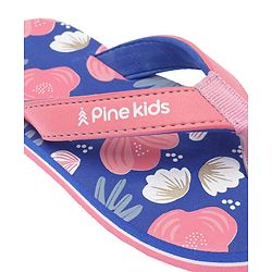 Pine Kids Slip On Flip Flops Floral Print - Blue
