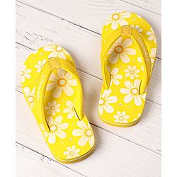 Pine Kids Slip On Flip Flops Floral Print - Yellow