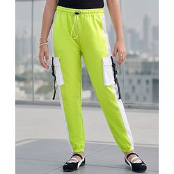 Pine Kids Terry Cotton Full Length Lounge Pant with Cargo Pockets - Green