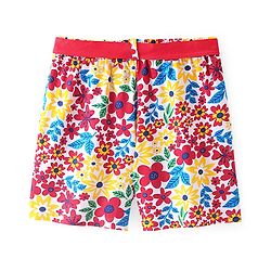 Pine Kids Single Jersey Knee Length Shorts With Floral Print - Red White & Yellow