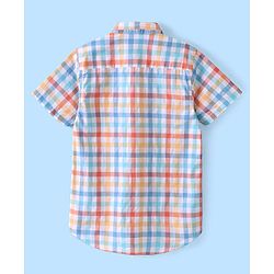 Pine Kids Cotton Woven Half Sleeves Twofer Checked Shirt With Text Print T-Shirt - Multicolour