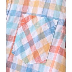 Pine Kids Cotton Woven Half Sleeves Twofer Checked Shirt With Text Print T-Shirt - Multicolour