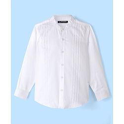 Pine Kids Full Sleeves Party Shirt Solid Colour - White