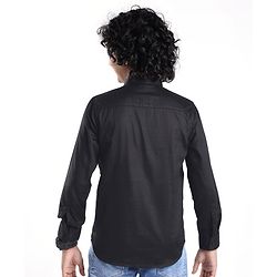 Pine Kids Cotton Woven Full Sleeves Party Shirt Solid Colour With Bow - Black