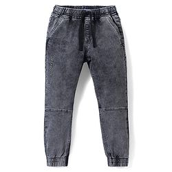 Pine Kids Cotton Rich Stretchable full length denim Joggers  - Black